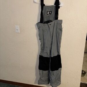 Hill Toppers Men's Small Black And Grey Insulated Ski Bib Pants READ DES
